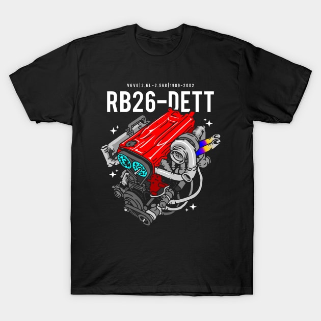 RB26 DETT ENGINE T-Shirt by celengan